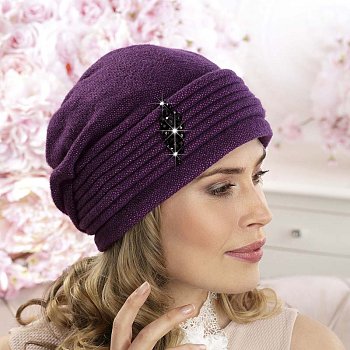 Dámská čepice Jelda_jacquard šeříková