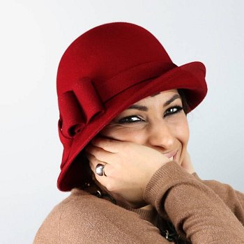 Cloche klobouk 20994 červená 56-57